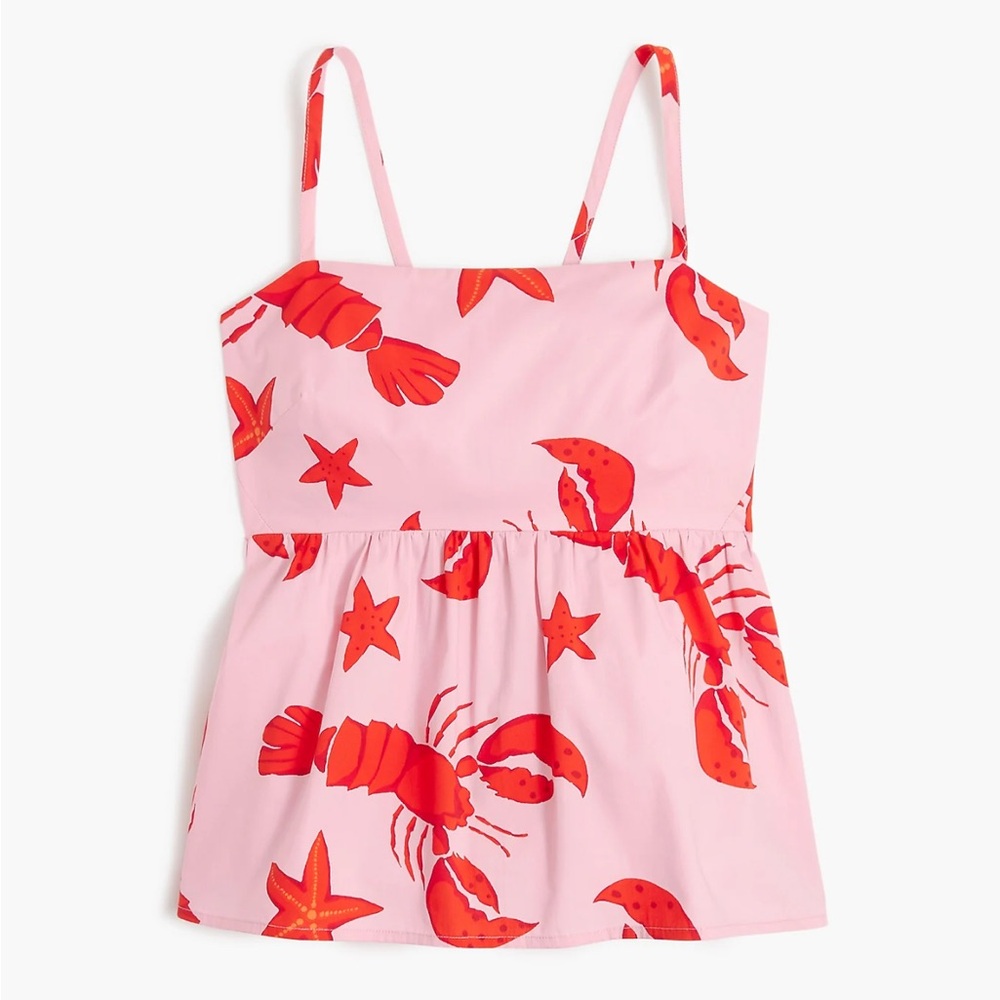 J. Crew Pink Tank Top with Red Lobster Print